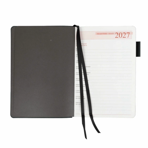 Ежедневник Leo Planner "Binario" 2027 A5 184 листов м/обл слп/т графитовый с обрезом в тон обложки + резинка-петля д/ручки (252726) - изображение 6