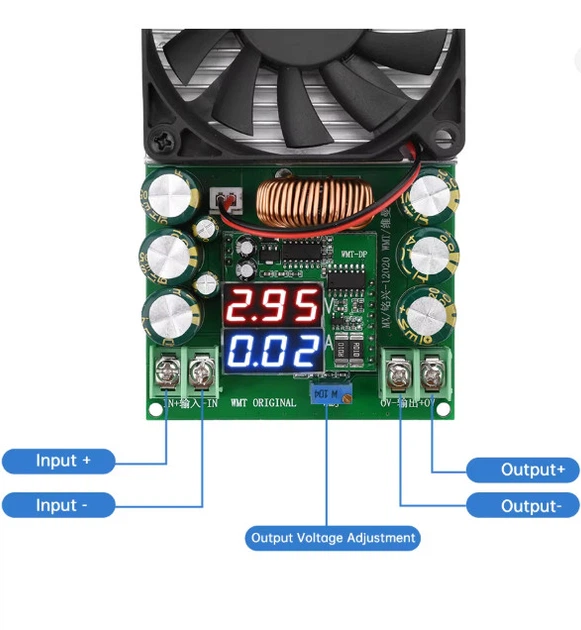 DC-DC Понижающий преобразователь с рег. 12-75VDC IN 2,5-50VDC OUT CC/CV 25A 600W (COPY) - Фото 3 DC-DC Понижающий преобразователь с рег. 12-75VDC IN 2,5-50VDC OUT CC/CV 25A 600W (COPY) - изображение 3