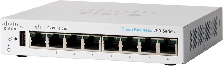 Смарт-коммутатор Cisco Business CBS250-8T-D / 8x Gigabit Ethernet / L2+ / Питание от сети или PoE-In / Металлический корпус / Белый (102259459) - Б/У - Фото 1 Смарт-коммутатор Cisco Business CBS250-8T-D / 8x Gigabit Ethernet / L2+ / Питание от сети или PoE-In / Металлический корпус / Белый (102259459) - Б/У - изображение 1