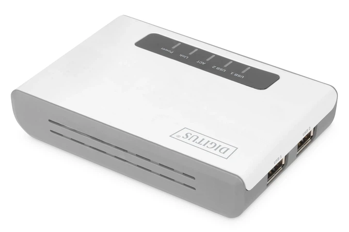 Многофункциональный Wi-Fi сетевой USB-сервер DIGITUS DN-13024 / Wi-Fi N300 / 2 x USB 2.0 / 1 x 100M LAN / Белая (102272180) - Уценка - изображение 2