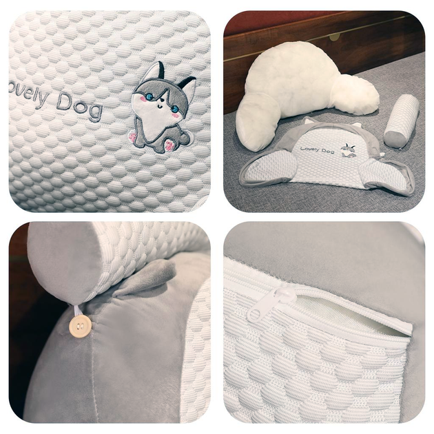 Подушка-спинка RIAS Good Lucky для сидіння з підлокітниками та валиком 70x50x25 см White-Grey (3_08665) - Фото 4 Подушка-спинка RIAS Good Lucky для сидіння з підлокітниками та валиком 70x50x25 см White-Grey (3_08665) - зображення 4
