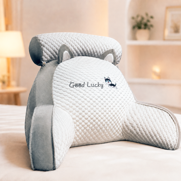 Подушка-спинка RIAS Good Lucky для сидіння з підлокітниками та валиком 70x50x25 см White-Grey (3_08665) - Фото 6 Подушка-спинка RIAS Good Lucky для сидіння з підлокітниками та валиком 70x50x25 см White-Grey (3_08665) - зображення 6