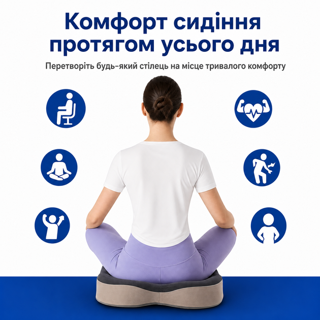Подушка для сидіння RIAS AS-100 з ефектом пам'яті та знімним чохлом Grey-Beige (3_08616) - Фото 3 Подушка для сидіння RIAS AS-100 з ефектом пам'яті та знімним чохлом Grey-Beige (3_08616) - зображення 3