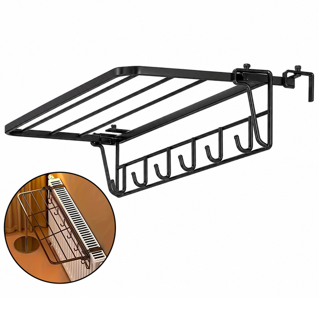 Сушарка на радіатор RIAS RD-65 складна з гачками 55x65 см Black (3_08599) - Фото 2 Сушарка на радіатор RIAS RD-65 складна з гачками 55x65 см Black (3_08599) - зображення 2