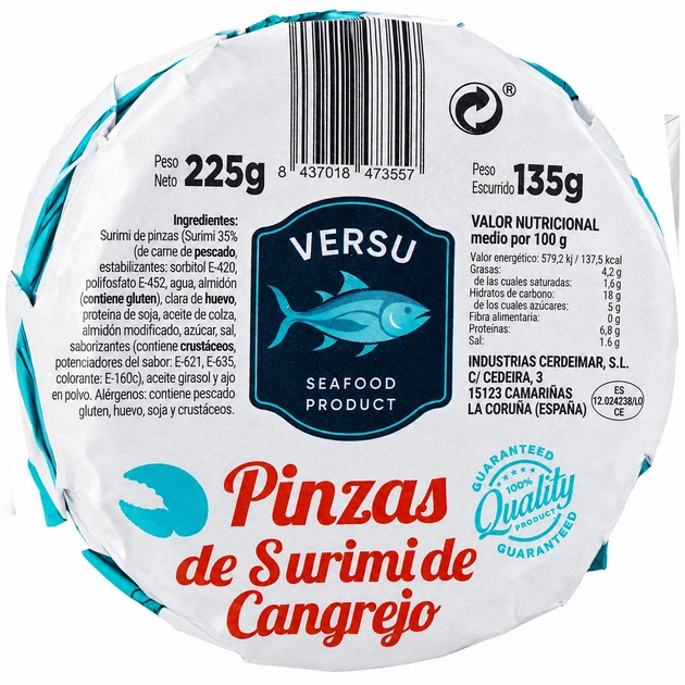 Клешні Краба в Олії (Сурімі) VERSU Pinzas de Surimi de Cangrejo 225 г - изображение 4