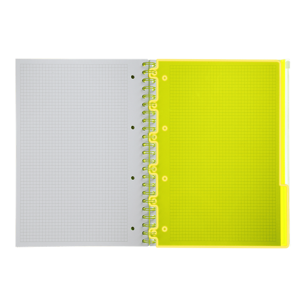 Книга канц. на спір. А4 120арк. # офс. BUROMAX NEON, пласт.обкл. з розділ. та перфорацією, жовта /BM.24349911-08/ - изображение 4