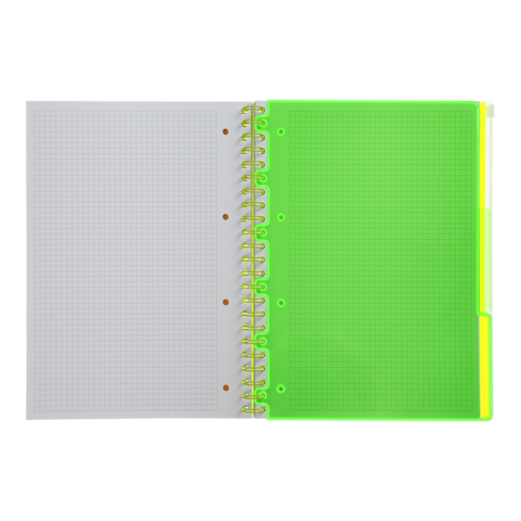 Книга канц. на спір. А4 120арк. # офс. BUROMAX NEON, пласт.обкл. з розділ. та перфорацією, жовта /BM.24349911-08/ - изображение 9