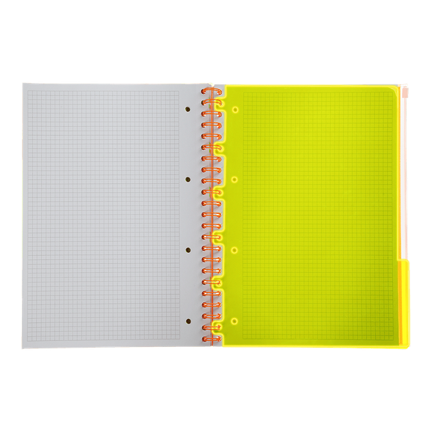 Книга канц. на спір. А4 120арк. # офс. BUROMAX NEON, пласт.обкл. з розділ. та перфорацією, помаранчева /BM.24349911-11/ - Фото 4 Книга канц. на спір. А4 120арк. # офс. BUROMAX NEON, пласт.обкл. з розділ. та перфорацією, помаранчева /BM.24349911-11/ - изображение 4