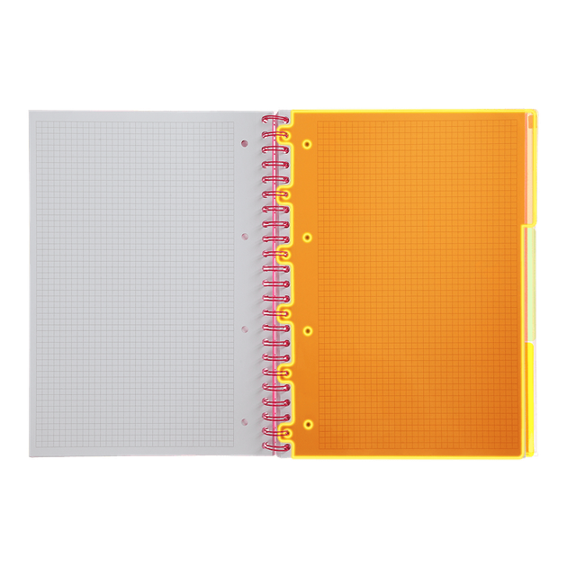 Книга канц. на спір. А4 120арк. # офс. BUROMAX NEON, пласт.обкл. з розділ. та перфорацією, рожева /BM.24349911-10/ - изображение 2