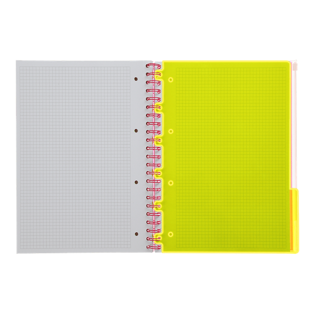 Книга канц. на спір. А4 120арк. # офс. BUROMAX NEON, пласт.обкл. з розділ. та перфорацією, рожева /BM.24349911-10/ - изображение 4