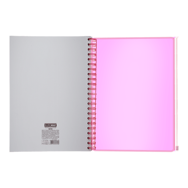 Книга канц. на спір. А4 120арк. # офс. BUROMAX NEON, пласт.обкл. з розділ. та перфорацією, рожева /BM.24349911-10/ - изображение 5