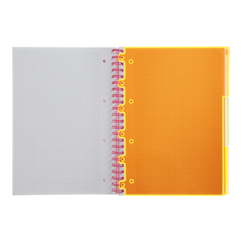 Книга канц. на спір. А4 120арк. # офс. BUROMAX NEON, пласт.обкл. з розділ. та перфорацією, рожева /BM.24349911-10/ - изображение 8