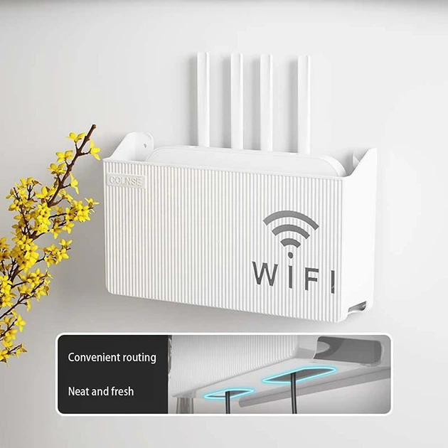 Вай Фай Поличка Тримач 24,5х14х6 см, Підставка для роутера WIFI пластикова COLNSE настінна, Біла - зображення 3