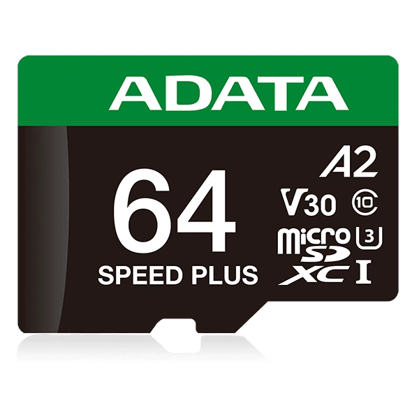 Карта пам'яті microSDXC (UHS-1 U3) A-DATA SPEED PLUS 64Gb Class 10 V30 A2 (R-160Mb/s W140Mb/s) (adapter SD) - Фото 3 Карта пам'яті microSDXC (UHS-1 U3) A-DATA SPEED PLUS 64Gb Class 10 V30 A2 (R-160Mb/s W140Mb/s) (adapter SD) - изображение 3