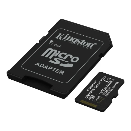 Карта пам'яті microSDXC, 1Tb, Kingston Canvas Select Plus, Class 10 UHS-I U3 V30 A1, SD адаптер, до 150 МБ/с (SDCS3/1TB) - зображення 2