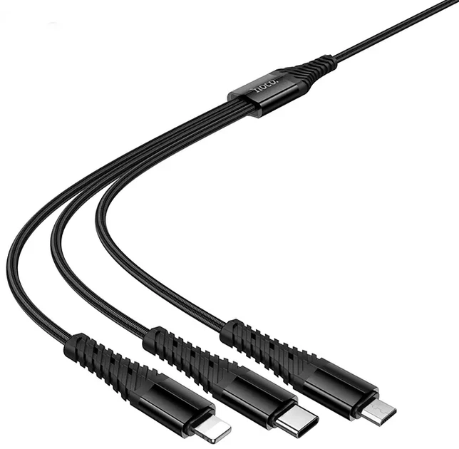 Кабель Hoco 6-в-1 USB-A + Type-C на Micro USB + Type-C + Lightning Черный (X123) - Фото 5 Кабель Hoco 6-в-1 USB-A + Type-C на Micro USB + Type-C + Lightning Черный (X123) - изображение 5