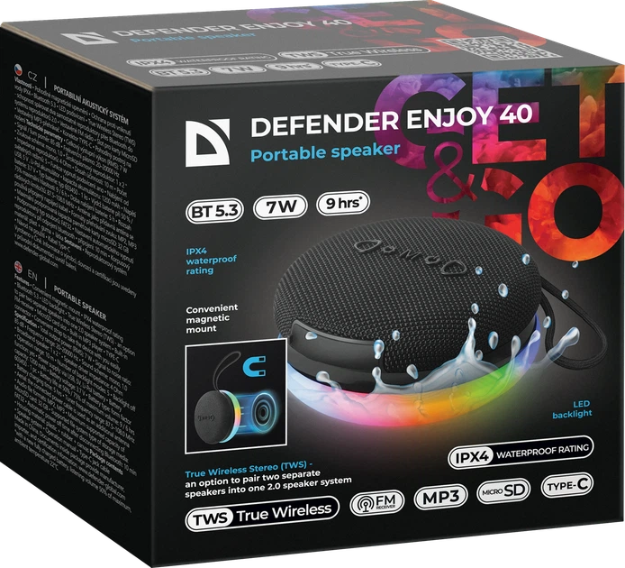 Портативна колонка Defender Enjoy 40 7 Вт Bluetooth IPX4 FM TF TWS Чорна (65141) - зображення 5