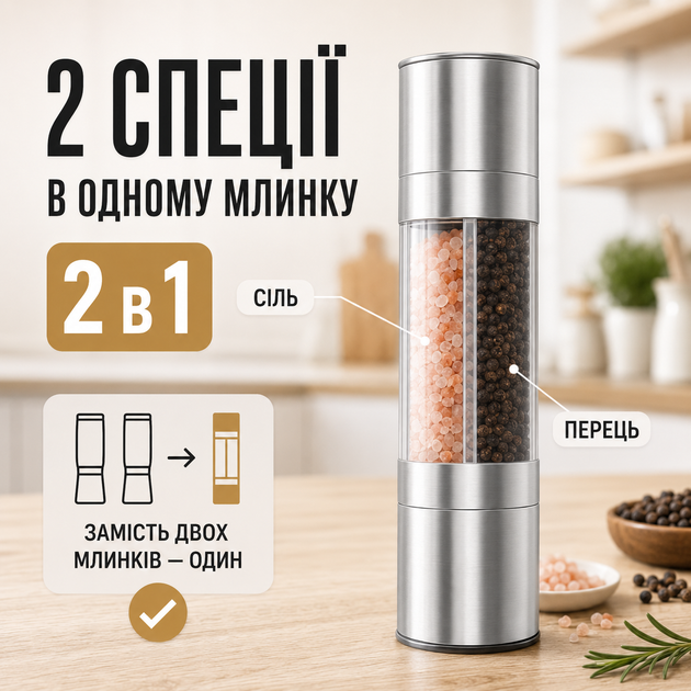 Мельница для соли и перца мельница для специй ручная мельница 2 в 1 измельчитель солонка перечница перцемолка Kayfovo CX207B - изображение 5