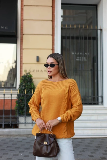 Свитер женский базовый оранжевого цвета 39417 One Size - изображение 4
