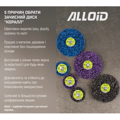 Круг зачистной Alloid "коралл", с держателем для дрели, 100мм, синий (SD-100223) - изображение 8