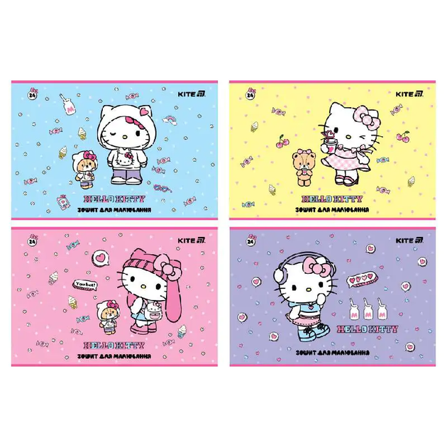 Альбом для малювання А4, 24 аркуші, 100 г/м2, мікс Hello Kitty HK25-242-1 Kite - Фото 1 Альбом для малювання А4, 24 аркуші, 100 г/м2, мікс Hello Kitty HK25-242-1 Kite - изображение 1