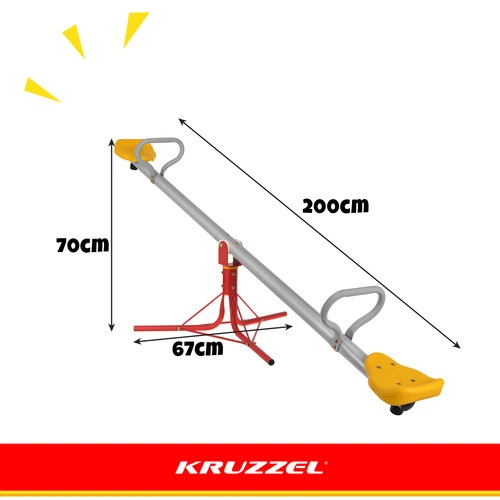 Детские уличные качели-балансир Kruzzel 27837 на 2 места с вращением 360 градусов металлическая конструкция длиной 200 см до 75 кг для сада - изображение 4