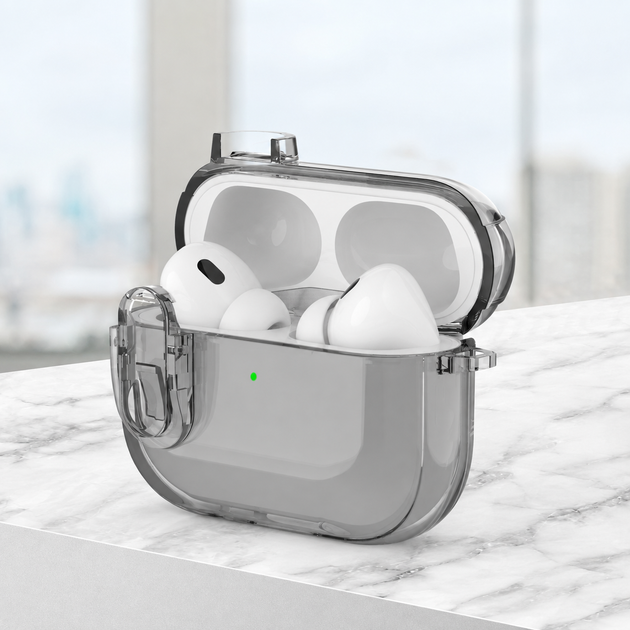 Твердый защитный чехол для наушников AirPods 2 Pro || Air Pods 2 Pro. Серый (Прозрачный) цвет - изображение 4