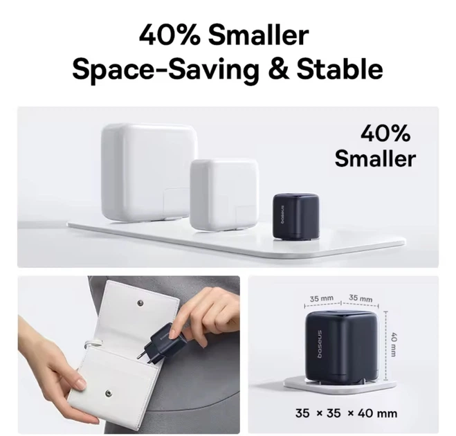 Сетевое зарядное устройство Baseus GaN 45W USB-C PD/PPS QC3.0 для iPhone 17/16/15, Samsung, Xiaomi - изображение 6