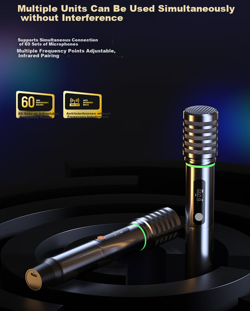 Микрофон SANSUI K60-2 беспроводной аккумуляторный с приемником, для караоке, сцены и конференций - Фото 9 Микрофон SANSUI K60-2 беспроводной аккумуляторный с приемником, для караоке, сцены и конференций - изображение 9