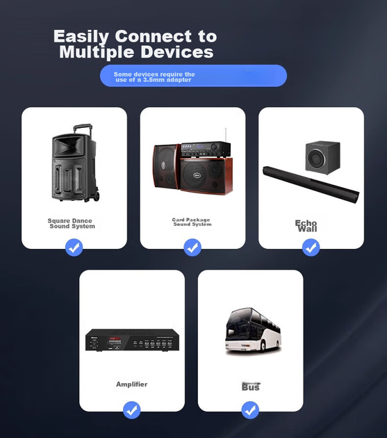 Микрофон SANSUI U7 беспроводной аккумуляторный универсальный, черный - Фото 11 Микрофон SANSUI U7 беспроводной аккумуляторный универсальный, черный - изображение 11