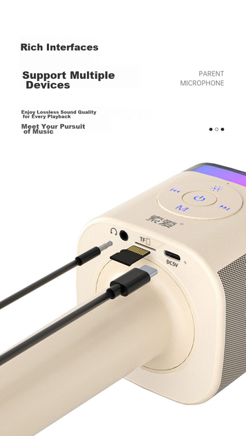 Микрофон-колонка Soaiy MC62 детский караоке Bluetooth беспроводной розовый - изображение 12