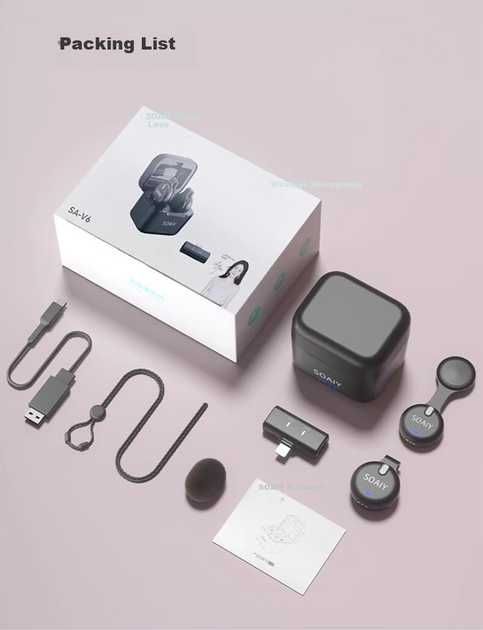 Микрофон петличный Soaiy V6 беспроводной для Android - изображение 12