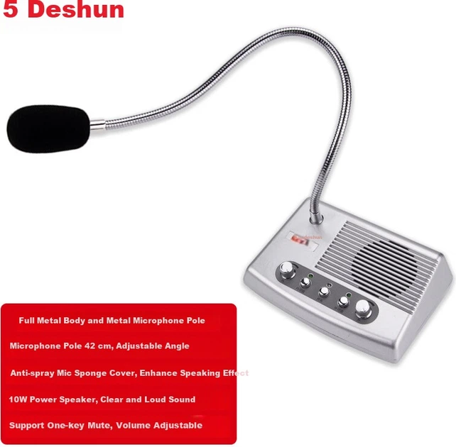 Двусторонняя домофонная система Deshun DS-189 для окон, мощная домофонная система с микрофоном и усилителем для банковских операций, больничных стоек, медицинских кабинетов и станций. - изображение 6