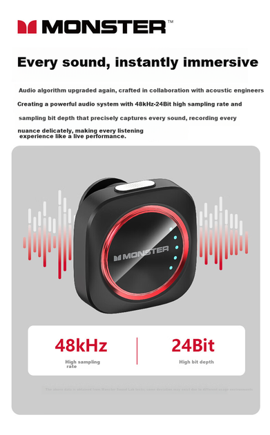 Микрофон MONSTER M1 петличный беспроводной для стриминга/видеоблогов, Type-C, шумоподавление, белый - изображение 9