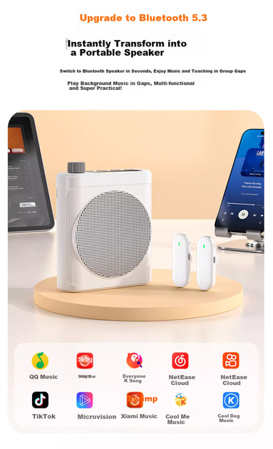 Микрофон Haomuren петличный беспроводной для учителей с усилителем Bluetooth - изображение 7