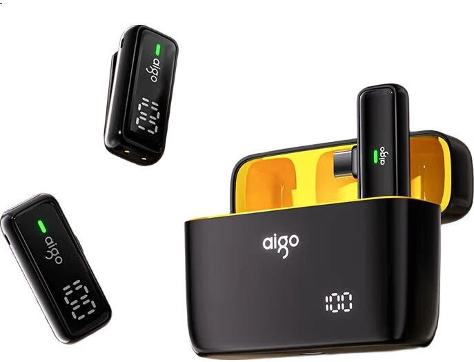 Микрофон Aigo S16 беспроводной с зажимом двойной, для интервью/стриминга, для Apple/Android - Фото 3 Микрофон Aigo S16 беспроводной с зажимом двойной, для интервью/стриминга, для Apple/Android - изображение 3