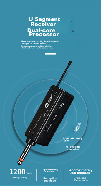 Микрофон Soaiy WS18 беспроводной U-образный двухканальный для караоке, серый - изображение 11