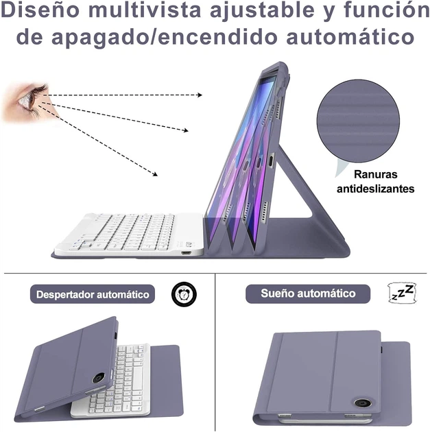 Клавиатура-чехол IVEOPPE для Lenovo Tab M10 Plus 3rd Gen 10.61" 2022 (TB-125FU/TB-128XU) Lenovo Xiaoxin Pad 2022 10.6" Lenovo K10 Pro Moto Tab G62 Violet Grey с раскладкой QWERTY и держателем для стилуса - Фото 5 Клавиатура-чехол IVEOPPE для Lenovo Tab M10 Plus 3rd Gen 10.61" 2022 (TB-125FU/TB-128XU) Lenovo Xiaoxin Pad 2022 10.6" Lenovo K10 Pro Moto Tab G62 Violet Grey с раскладкой QWERTY и держателем для стилуса - изображение 5