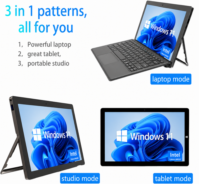 Планшет-ноутбук 2-в-1 11.6" SZTPS W116 8/256GB Intel Celeron N4020C Full HD Windows 11 + клавіатура - изображение 5