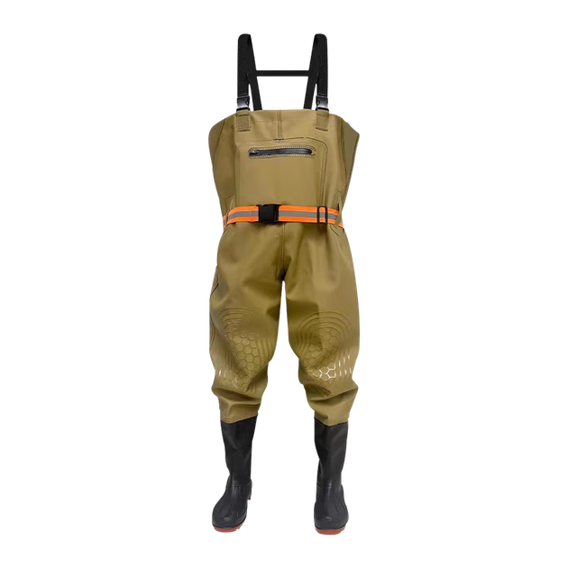 Водонепроницаемые брюки SHENGLI Water Fork Pants, полукомбинезонные кожаные брюки для рыбалки, утолщенные, плотностью 90 ден, с защитой коленей, желтые, размер 43, 1 пара BWP90Y - изображение 4