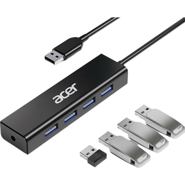 Док-станция расширения Acer USB 3.0 Hub, высокоскоростной 4-портовый адаптер-концентратор для настольных компьютеров и ноутбуков, многопортовый удлинительный кабель, 1 метр. - изображение 4