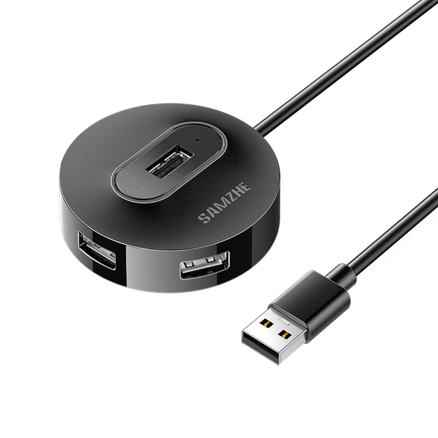 USB2.0-хаб SAMZHE з 4 портами, док-станцією розширення, розгалужувачем для ноутбуків та настільних комп'ютерів, багатопортовим конвертером з портом живлення, 1,5 метра, HB20-3 чорний - Фото 4 USB2.0-хаб SAMZHE з 4 портами, док-станцією розширення, розгалужувачем для ноутбуків та настільних комп'ютерів, багатопортовим конвертером з портом живлення, 1,5 метра, HB20-3 чорний - зображення 4