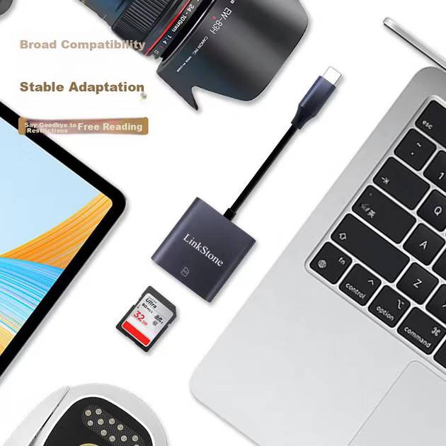 Картридер LinkStone Type-C Apple 16/Apple 17 USB-C Багатофункціональний SD OTG-картридер для відеореєстраторів, дзеркальних камер, мобільних телефонів та карт пам'яті фотоапаратів - зображення 5