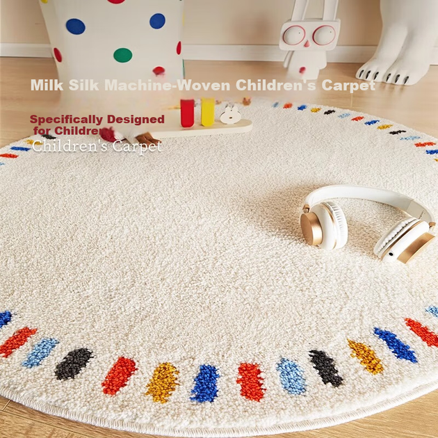Дитячий круглий килим Shangce Milk Silk, дофаміновий килим для спальні, вітальні, дитячої кімнати, кабінету, діаметром 100 см - Фото 4 Дитячий круглий килим Shangce Milk Silk, дофаміновий килим для спальні, вітальні, дитячої кімнати, кабінету, діаметром 100 см - зображення 4
