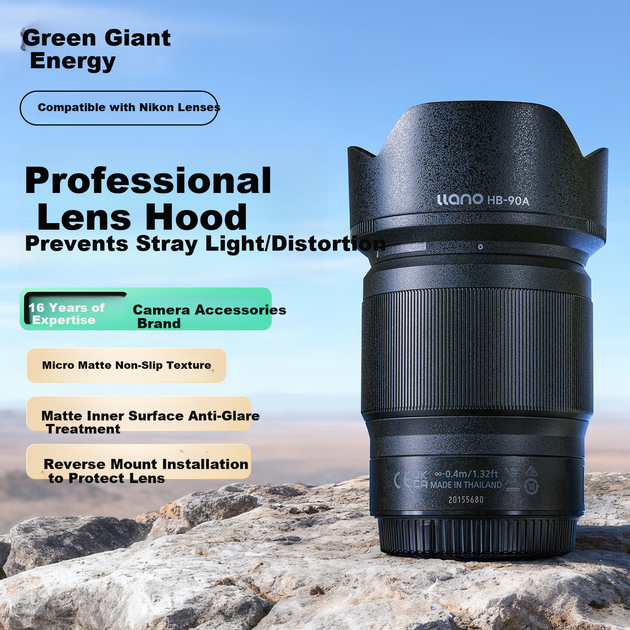 Бленда Llano для объектива Nikon Z 50-250mm/50mm f1.8S, совместимая с камерами Z50II 2-го поколения, ZFC, Z30, Z72. Сменная бленда HB-90A/HB-90. - изображение 4