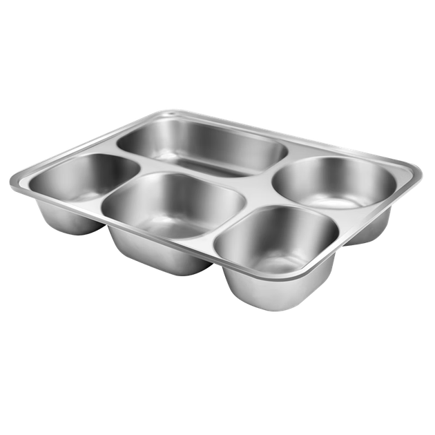 Ланч-бокс Maxcook из нержавеющей стали 304 с 5 отделениями, глубокими и толстыми перегородками и крышкой, поднос для фаст-фуда, контейнер для школьного питания MCFT724 - Фото 4 Ланч-бокс Maxcook из нержавеющей стали 304 с 5 отделениями, глубокими и толстыми перегородками и крышкой, поднос для фаст-фуда, контейнер для школьного питания MCFT724 - изображение 4