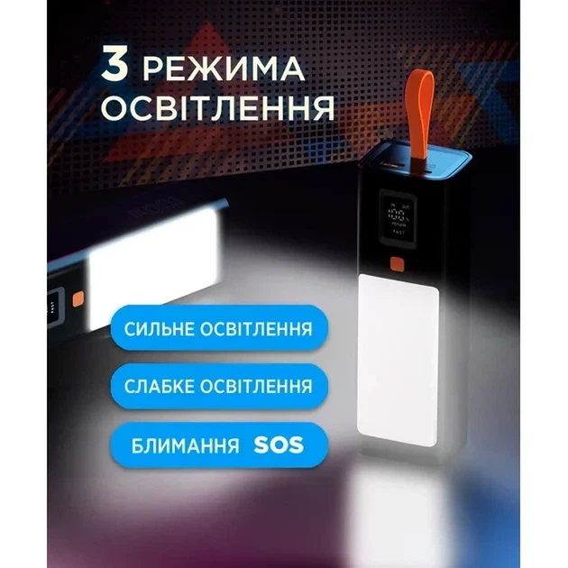 УМБ Sigma X-power SI20A9QLX 20000 mAh 100W LED Lamp Black (4827798877814) - зображення 7