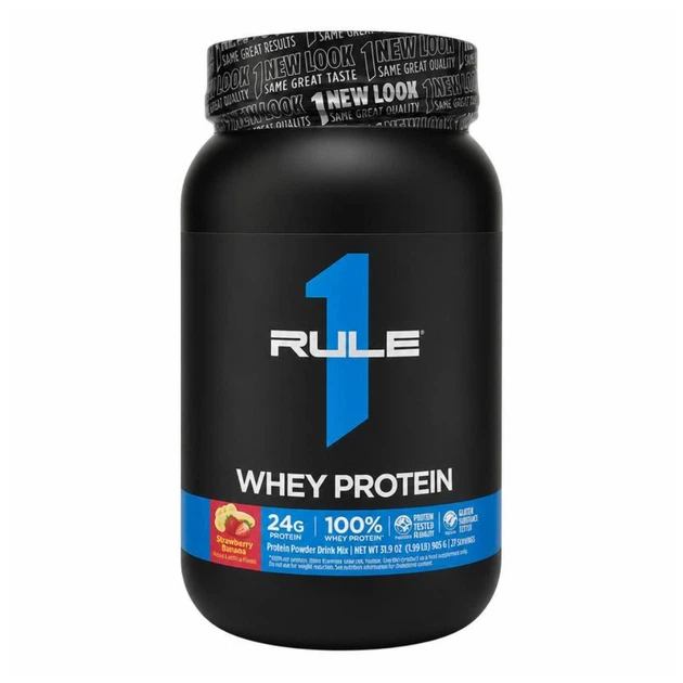 Сироватковий протеїн R1 Whey Protein Blend Rule One 905 г порошок полуниця банан - Фото 1 Сироватковий протеїн R1 Whey Protein Blend Rule One 905 г порошок полуниця банан - зображення 1