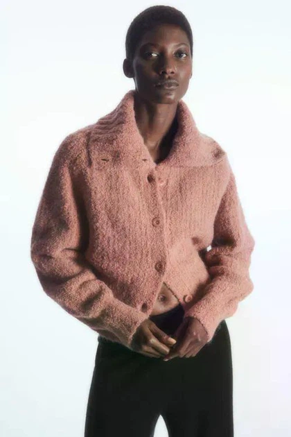 Кардиган жіночий COS spread-collar textured alpaca cardigan 1203300002 XS Рожевий - изображение 3