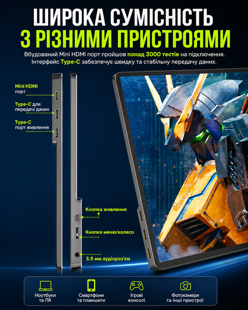 Портативный монитор Дополнительный экран ZSUS 14″ 2K IPS Наружный дисплей - Фото 4 Портативный монитор Дополнительный экран ZSUS 14″ 2K IPS Наружный дисплей - изображение 4